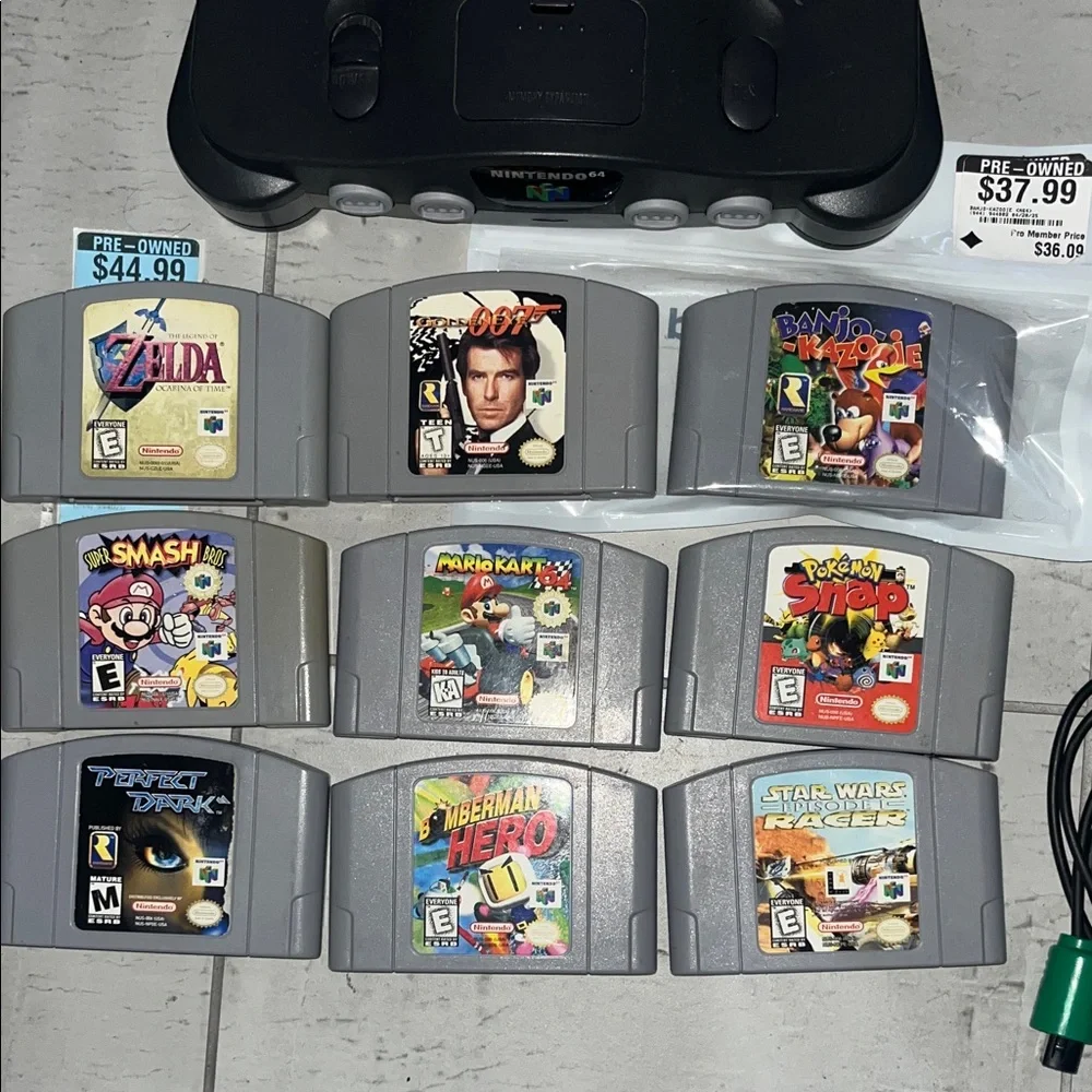 Nintendo 64 Console with Atomic Clear and Green Controllers (authentic)